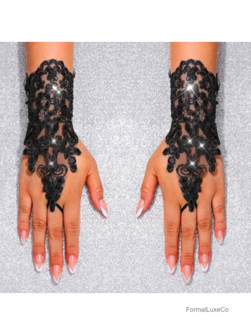 Lace Fingerless Sequins Gloves Short Bridal Glove Wedding Party Gift